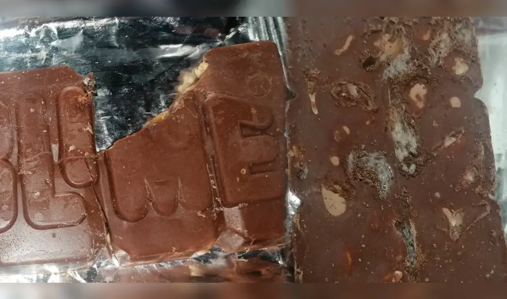 Chococale Sublime en estado de descomposición pese a que vence en julio de 2023. Foto: composición LR/Twitter/@frangiiee