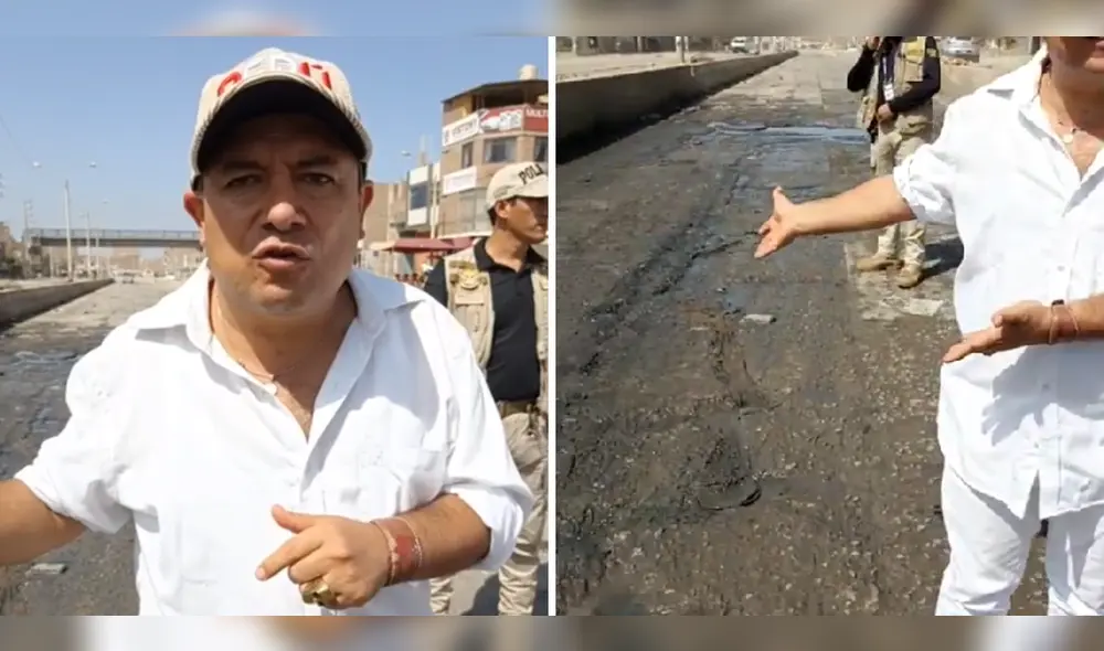 Arturo Fernández indicó que la pista dañada aún no tiene 7 años de haber sido construida. Foto y video: Arturo Fernández/Facebook Arturo Fernández indicó que la pista dañada aún no tiene 7 años de haber sido construida. Foto y video: Arturo Fernández/Facebook