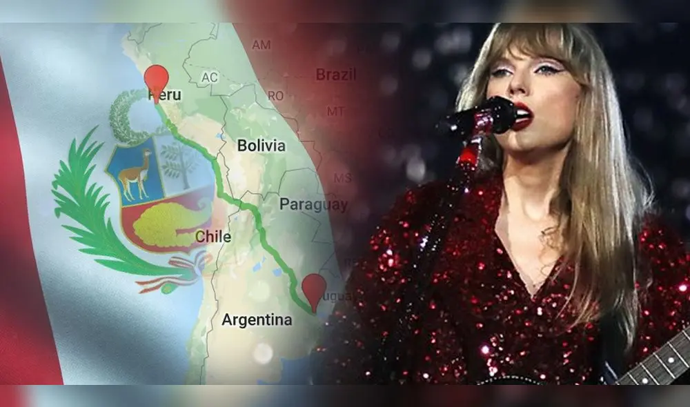 Conoce AQUÍ cómo llegar de Lima a las ciudades donde la cantante se presentará a finales del 2023. Foto: Taylor Swift/Twitter/Google Maps/Freepik