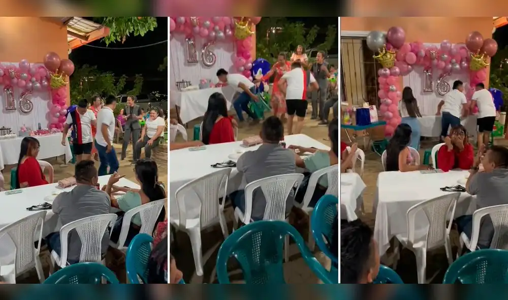 A pesar de que tumbaron la mesa, los jóvenes veían la forma de ayudar. Foto: composición LR/capturas de TikTok/@ElizabethMejíaMejiá0123