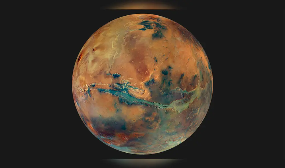 Mosaico de color global de Marte obtenido por el Mars Express. Foto: ESA