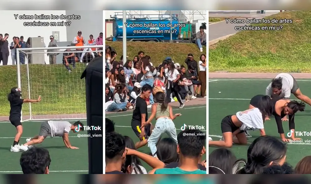 Los estudiantes de la Universidad Científica del Sur sorprendieron al demostrar sus mejores pasos de baile. Foto: composición LOL/captura de TikTok/@Emei_Viem