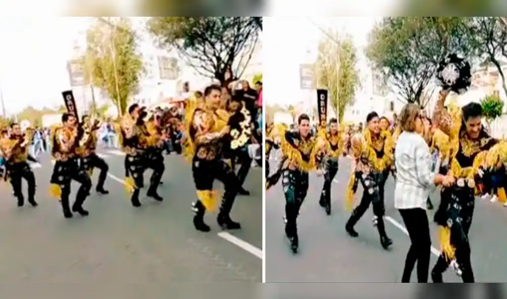 La señora salió con su gusto de tomarse una foto, a pesar de haber interrumpido el pasacalle. Foto: composición LR/@Johanc.olivera/TikTok La señora salió con su gusto de tomarse una foto, a pesar de haber interrumpido el pasacalle. Foto: composición LR/@Johanc.olivera/TikTok