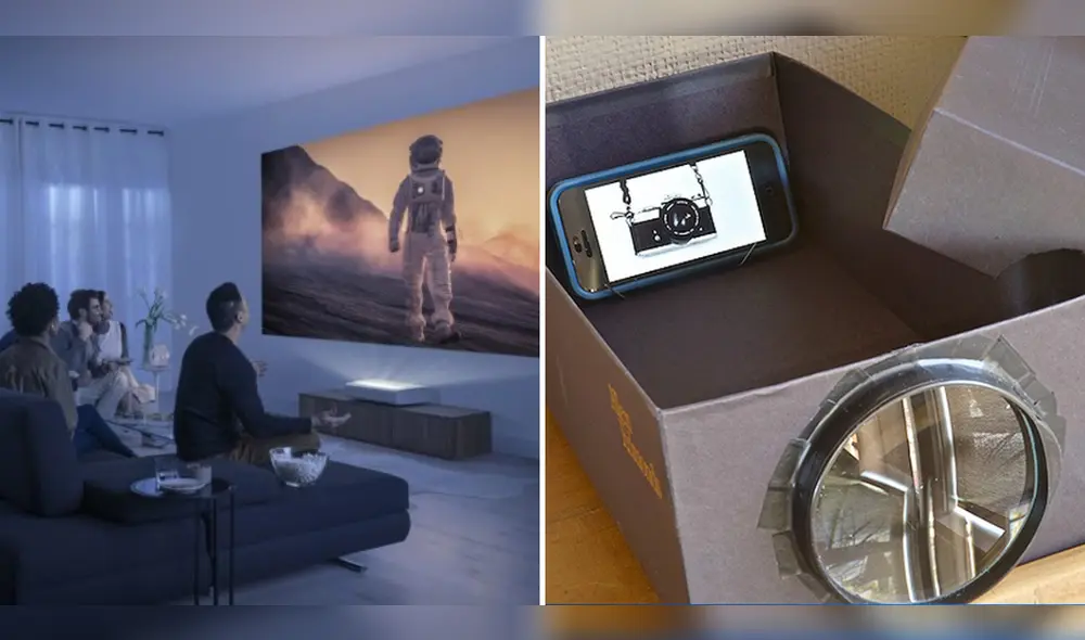 Si quieres disfrutar de una película en casa, conoce cómo armar un proyector casero para tu smartphone. Foto: composición LR/Samsung/El Confidencial