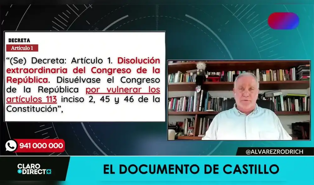 Augusto Álvarez Rodrich se refiere al golpe de Pedro Castillo. Foto/Video: LR+