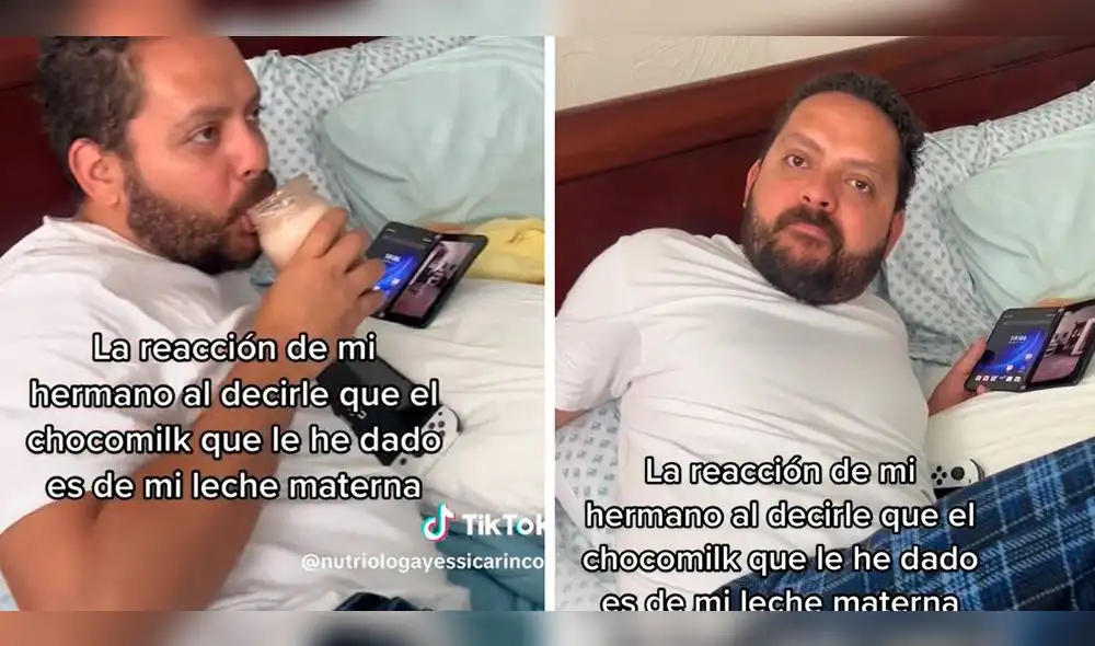 El hermano se mostró sorprendido al descubrir que habría tomado la lecha materna de su hermana. Foto: composición LOL/captura de TikTok/@NutriólogaYessicaRincón El hermano se mostró sorprendido al descubrir que habría tomado la lecha materna de su hermana. Foto: composición LOL/captura de TikTok/@NutriólogaYessicaRincón