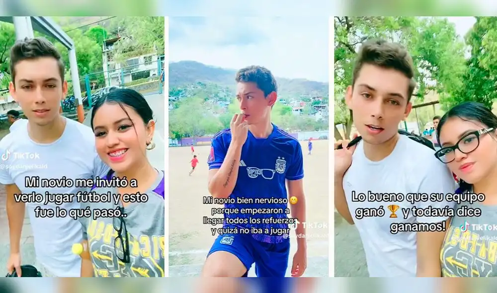El muchacho no jugó, pero su equipo ganó el partido. Foto: composición LR / capturas de TikTok / @SoyDanieliKald