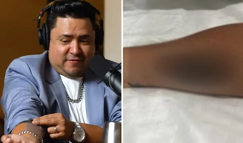 Lucho Cuéllar se tatuó el nombre del Grupo 5. Foto: captura de YouTube