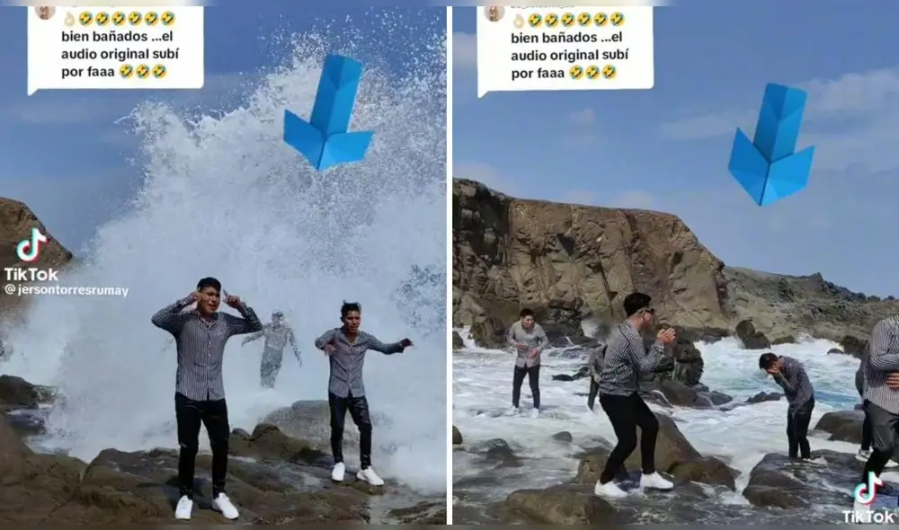 Músicos quedaron empapados. Foto: composición de Luis Fernando/Tik Tok