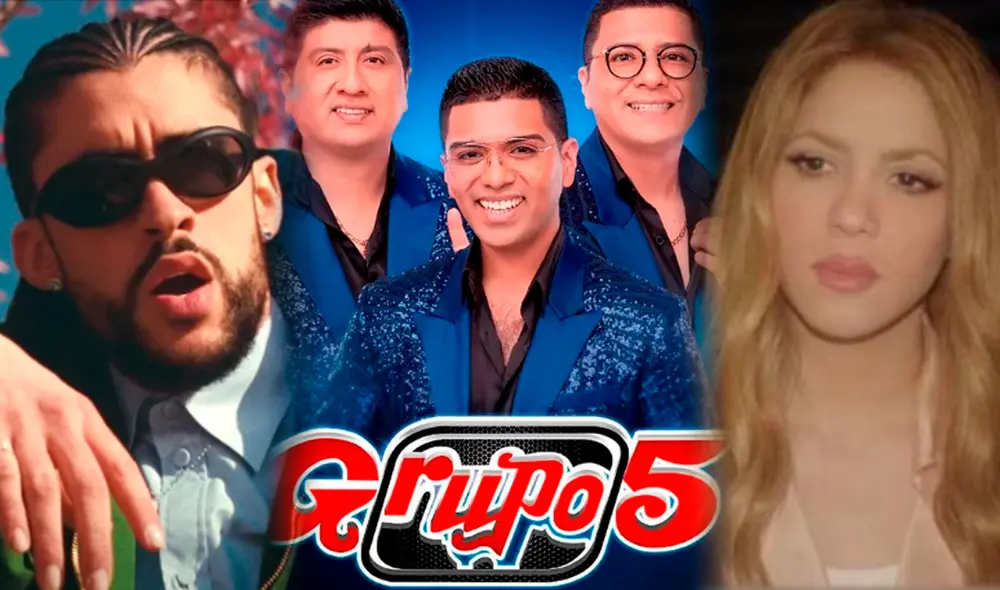 Grupo 5 compite en YouTube con famosos artistas. Foto: composición LR/Instagram/Grupo 5/YouTube/Bad Bunny/Shakira Grupo 5 compite en YouTube con famosos artistas. Foto: composición LR/Instagram/Grupo 5/YouTube/Bad Bunny/Shakira