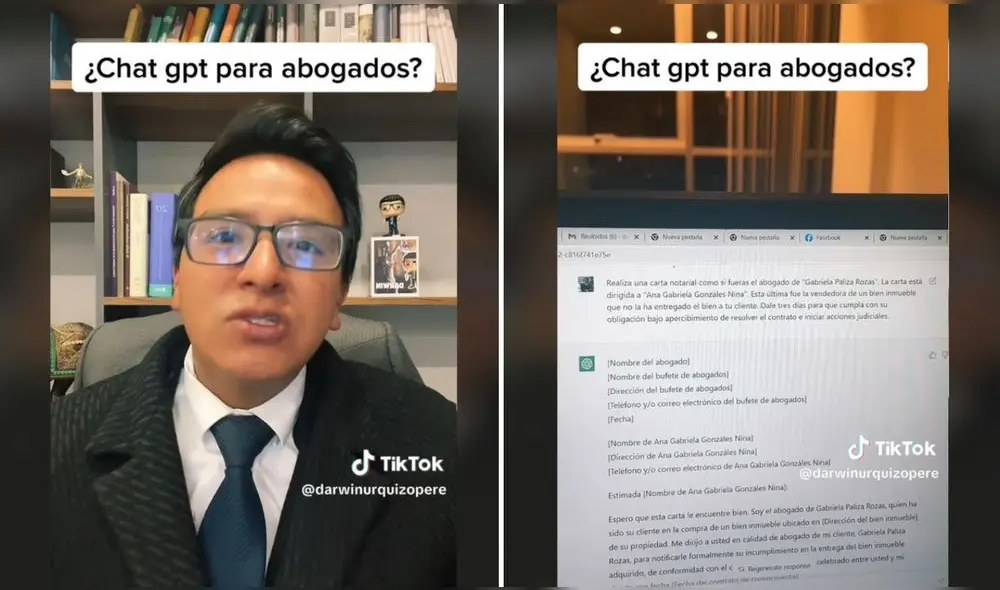 El ChatGPT puede ayudar a mejorar el trabajo de los profesionales. Foto: captura de TikTok/@darwinurquizopere