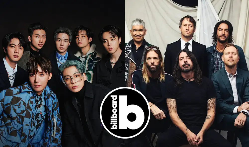 BTS superó a Foo Fighters con "Take two", canción inédita por su aniversario como grupo. Foto: composición LR/BIGHIT/Billboard BTS superó a Foo Fighters con "Take two", canción inédita por su aniversario como grupo. Foto: composición LR/BIGHIT/Billboard