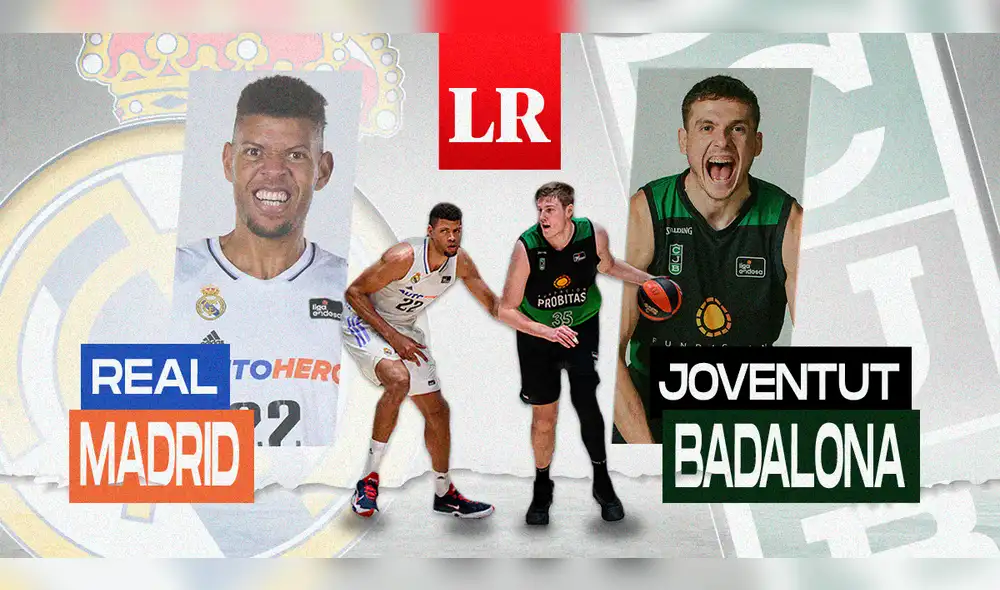 Sigue EN VIVO el juego 1 entre Real Madrid vs. Joventut Badalona por los Playoffs ACB 2023. Foto: Composición de Diego Poma/LR Sigue EN VIVO el juego 1 entre Real Madrid vs. Joventut Badalona por los Playoffs ACB 2023. Foto: Composición de Diego Poma/LR