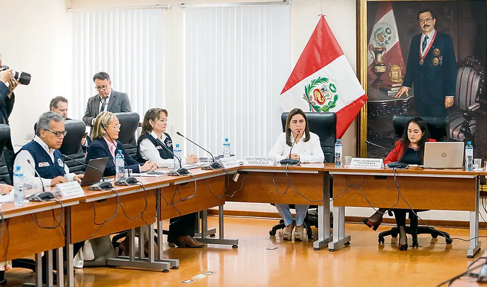 Cuestionada. Ministra de Salud, Rosa Gutiérrez, trató de deslindar responsabilidades, pero congresistas le hicieron recordar. Foto: difusión