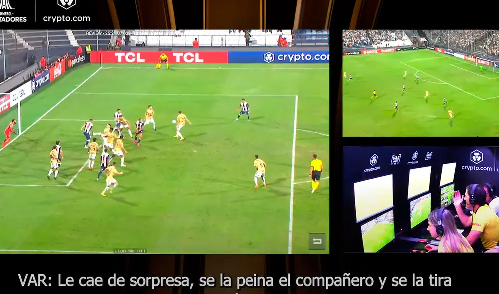 l VAR reveló que no hubo una mano para pitar penal en el área de Mineiro a favor de Alianza. Foto: Conmebol