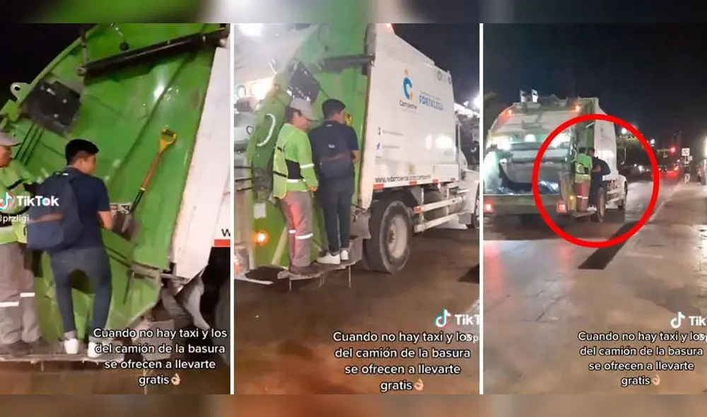 Video de joven que subió a camión de basura llamó la atención de miles en la plataforma china. Foto: composición LR/ TikTok