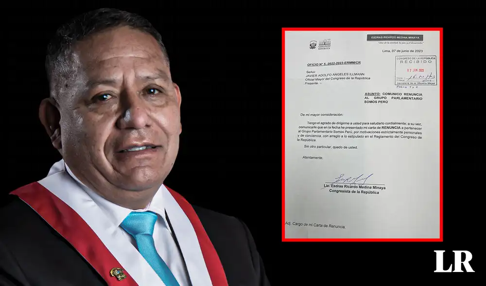 Esdras Medina presentó su renuncia al oficial mayor del Congreso. Foto: composición Alvaro Lozano/La República - Video: Canal N Esdras Medina presentó su renuncia al oficial mayor del Congreso. Foto: composición Alvaro Lozano/La República - Video: Canal N