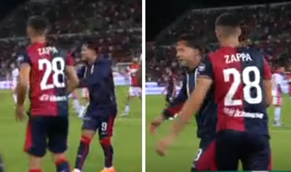 Gianluca Lapadula animó a sus compañeros al final del encuentro. Foto: captura/DSports