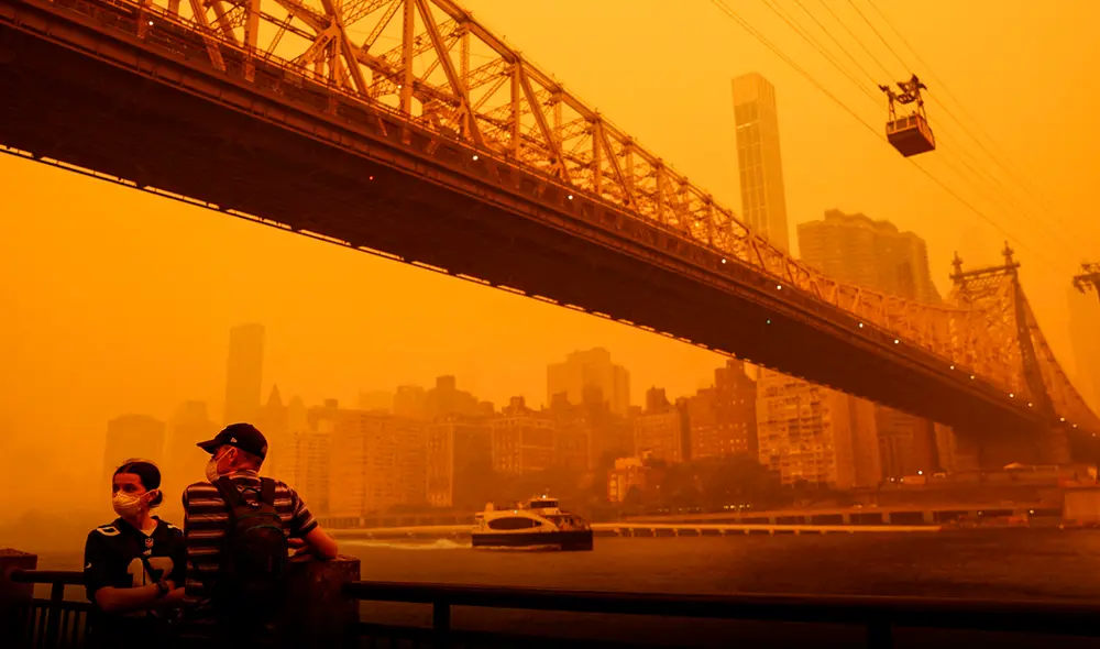 Debido a los incendios forestales en Canadá, Nueva York tiene una gran cantidad de humo. Foto: AFP Debido a los incendios forestales en Canadá, Nueva York tiene una gran cantidad de humo. Foto: AFP