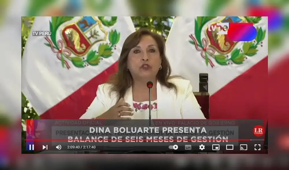 Dina Boluarte asegura que ya hay calma en el Perú. Foto: captura/La República/YouTube - Video: La República/YouTube