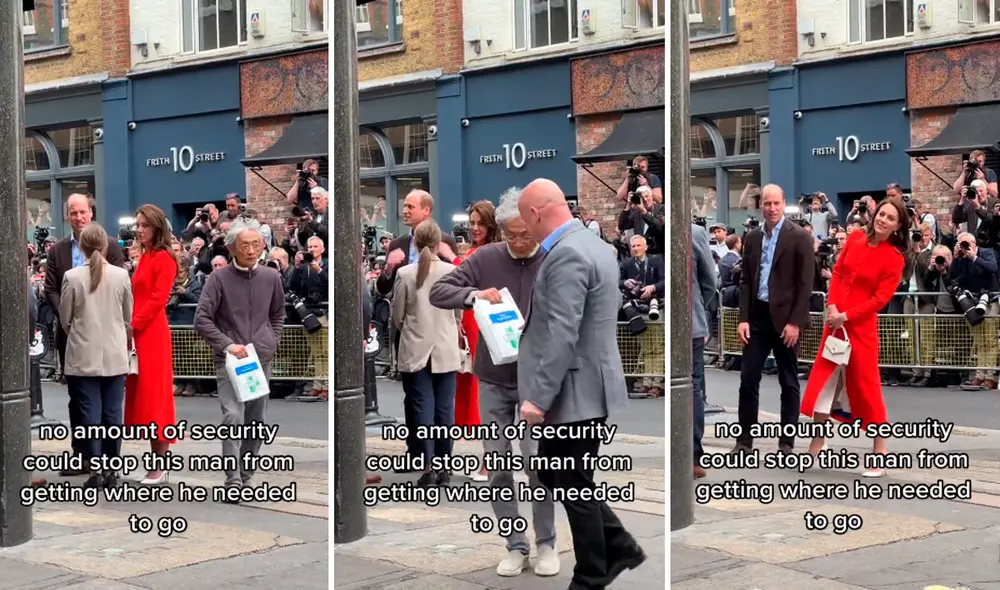 Nadie imaginó que el ciudadano burlaría la seguridad y caminaría al lado de los príncipes de Gales. Foto: composición LR/Clarín