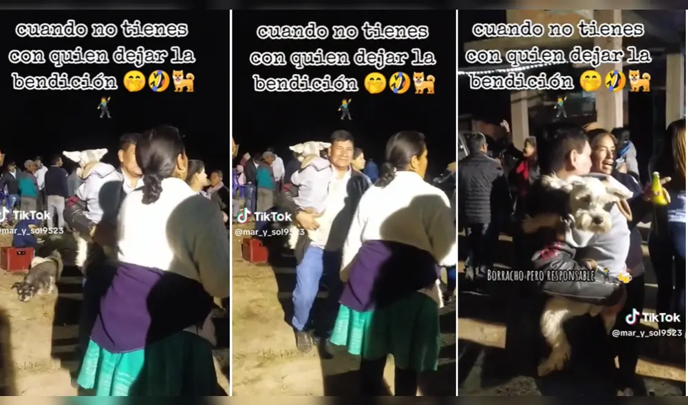 Hombre acude a fiesta junto con su perrito. Foto: composición LR/captura de TikTok/@mar_y_sol9523 - Video: @mar_y_sol9523/TikTok