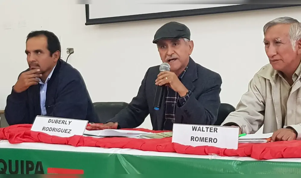En Arequipa. Rodríguez da conferencia de prensa junto a sus aliados. Ya piensan en las próximas elecciones. Foto: La República