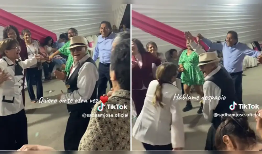Pareja de adultos mayores se roba el show en fiesta. Foto: composición LR/@sadhamjose.oficial - Video: @sadhamjose.oficial