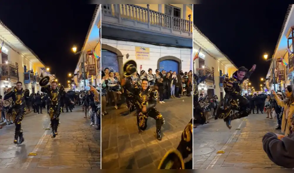 Caporales bailaron en homenaje a la Ciudad Imperial. Foto: composición LR/captura de TikTok/@viajeimprovisado - Video: @viajeimprovisado/TikTok