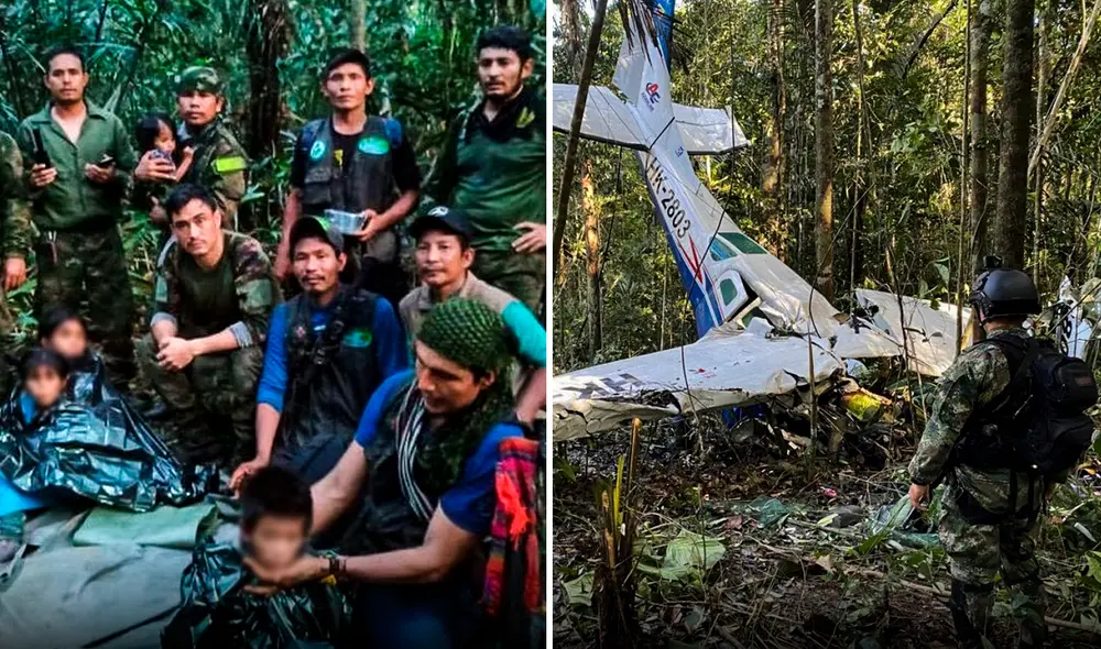 Los cuatro hermanos fueron hallados el último viernes 9 de junio en las profundidades de la selva, entre los departamentos de Caquetá y Guaviare tras semanas de búsqueda. Foto: composición LR/Ministerio de Defensa de Colombia/EFE