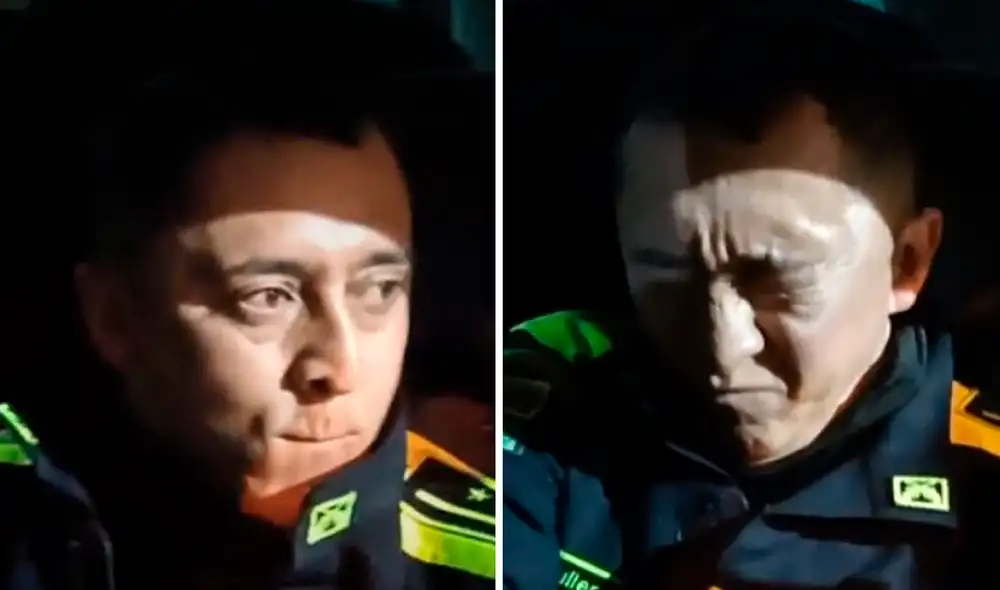 Momento en el uno de los policias colombianos intenta tragar con dificultad los billetes. Foto: Caracol/captura