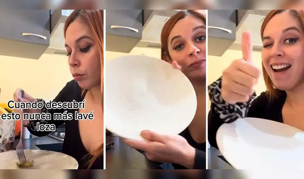 Video de muchacha que compartió recomendación para no lavar plato fue visto por miles de usuarios de TikTok. Foto: composición LR/TikTok/@gisela_twinmom Video de muchacha que compartió recomendación para no lavar plato fue visto por miles de usuarios de TikTok. Foto: composición LR/TikTok/@gisela_twinmom