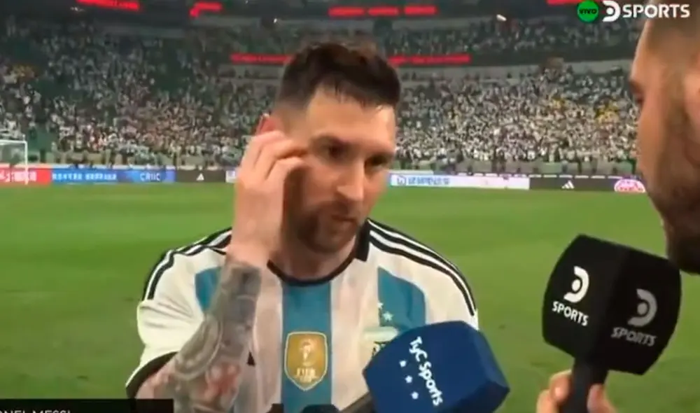 Lionel Messi habló con los medios tras el final del encuentro ante Australia. Foto: captura/DSports Lionel Messi habló con los medios tras el final del encuentro ante Australia. Foto: captura/DSports