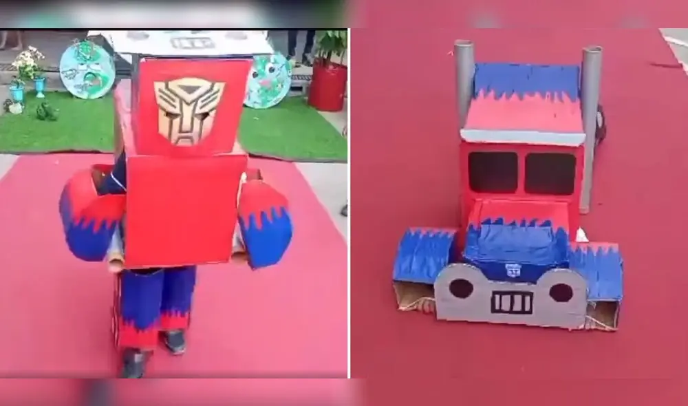 Optimus Prime sorprendió a compañeros y padres de familia. Foto y video: VIA Televisión/Facebook