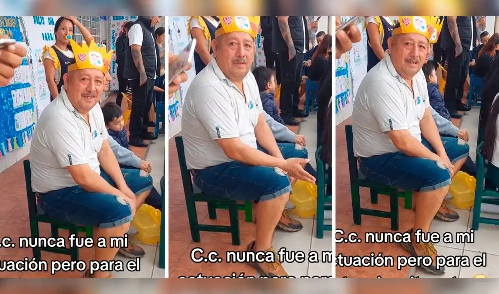 La mujer no dudó en recordar su etapa escolar al ver a su papá en la actuación de su hijo. Foto: composición LR/captura de TikTok/@JudithSaenz24