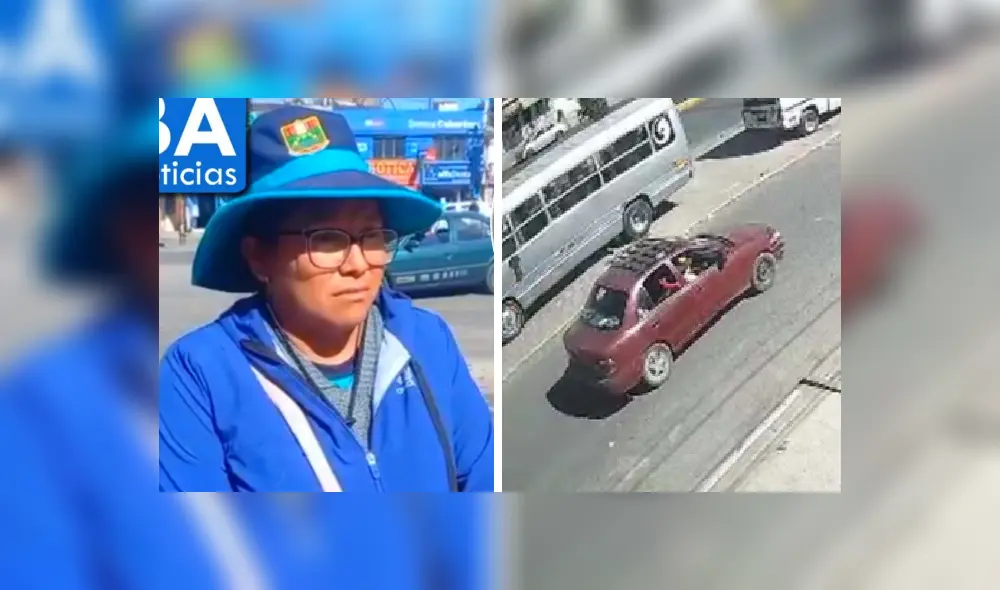 Buscan a mujer que recogió el dinero y subió a automóvil guinda. Foto: composición LR/HBA Noticias/Radio Yaraví Arequipa