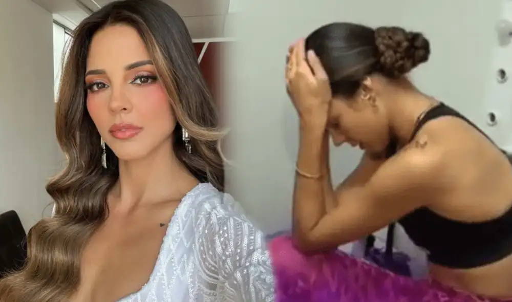 Luciana Fuster no pudo competir en segmento de baile. Foto: composición LR/Instagram/captura de América TV