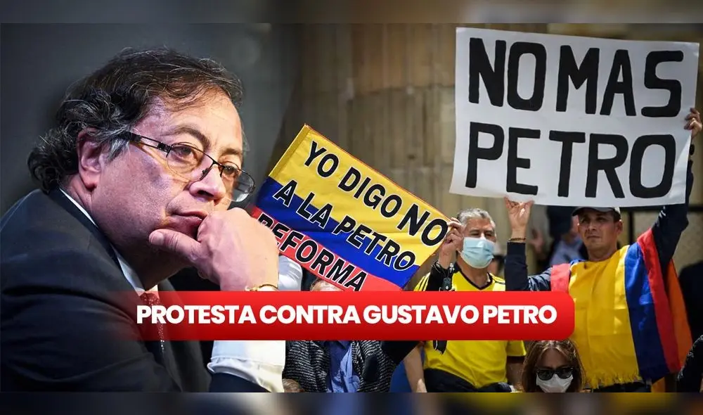 Crisi en Colombia. Miles de colombianos marcharán este martes 20 de junio en contra de Gustavo Petro. Foto: composición LR/AFP