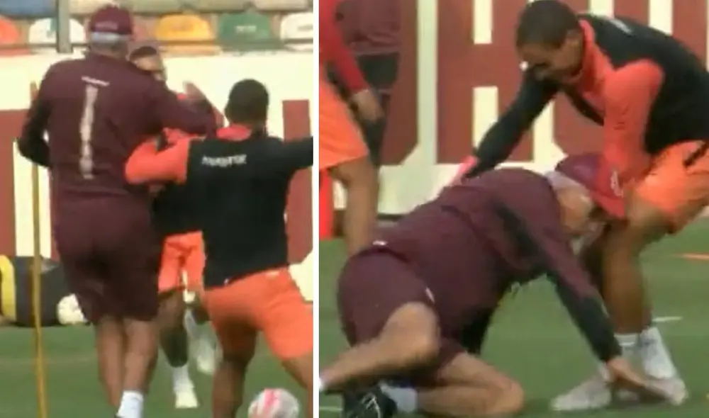 Jorge Fossati y Alexander Succar vivieron un curioso momento en la práctica. Foto: captura/Willax Deportes