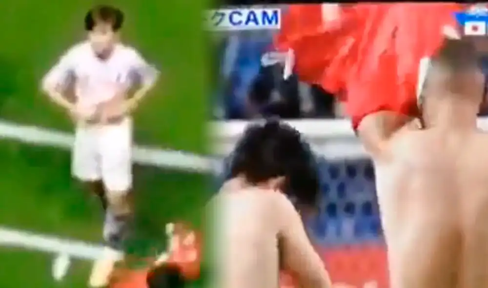 Kubo arrojó la camiseta de Perú al piso tras intercambio con Callens. Foto: composición/captura Kirin Kubo arrojó la camiseta de Perú al piso tras intercambio con Callens. Foto: composición/captura Kirin