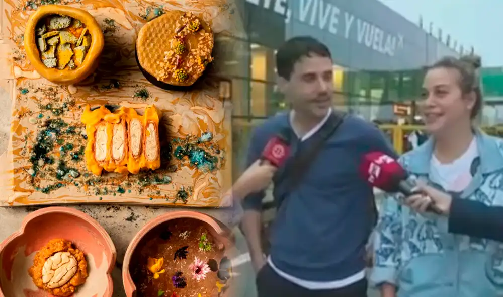 Virgilio Martínez y Pía León arribaron a Perú en horas de la mañana. Foto: composición LR/captura de América TV - Video: América