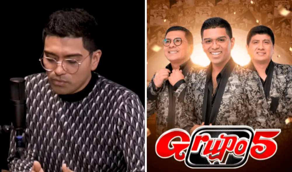 Christian Yaipén se emocionó al hablar del Grupo 5. Foto: composición LR/YouTube/Cristian Rivero/Grupo 5