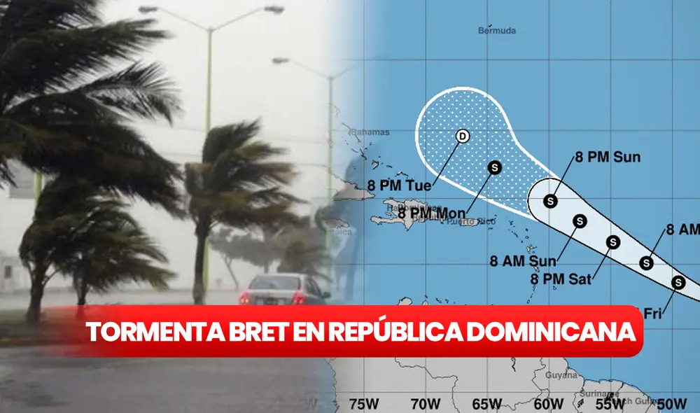 La Onamet y el COE comenzaron a generar alertas por la tormenta Bret que afectará varias provincias de República Dominicana. Foto: Onamet/composición LR