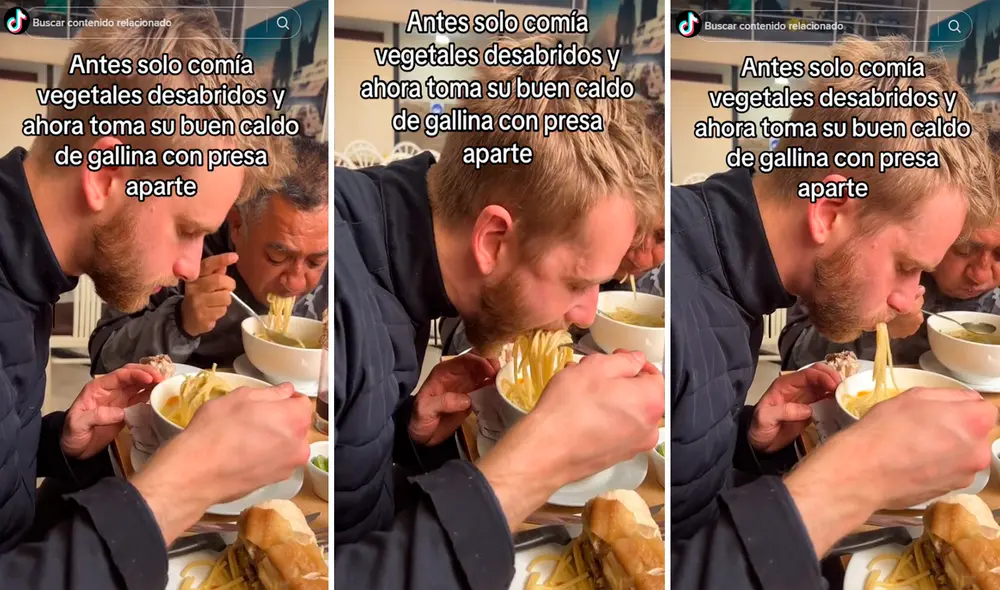 Usuarios felicitaron al ciudadano extranjero por su buen gusto gastronómico. Foto: composición LR/captura/@Grellyyg22/TikTok Usuarios felicitaron al ciudadano extranjero por su buen gusto gastronómico. Foto: composición LR/captura/@Grellyyg22/TikTok