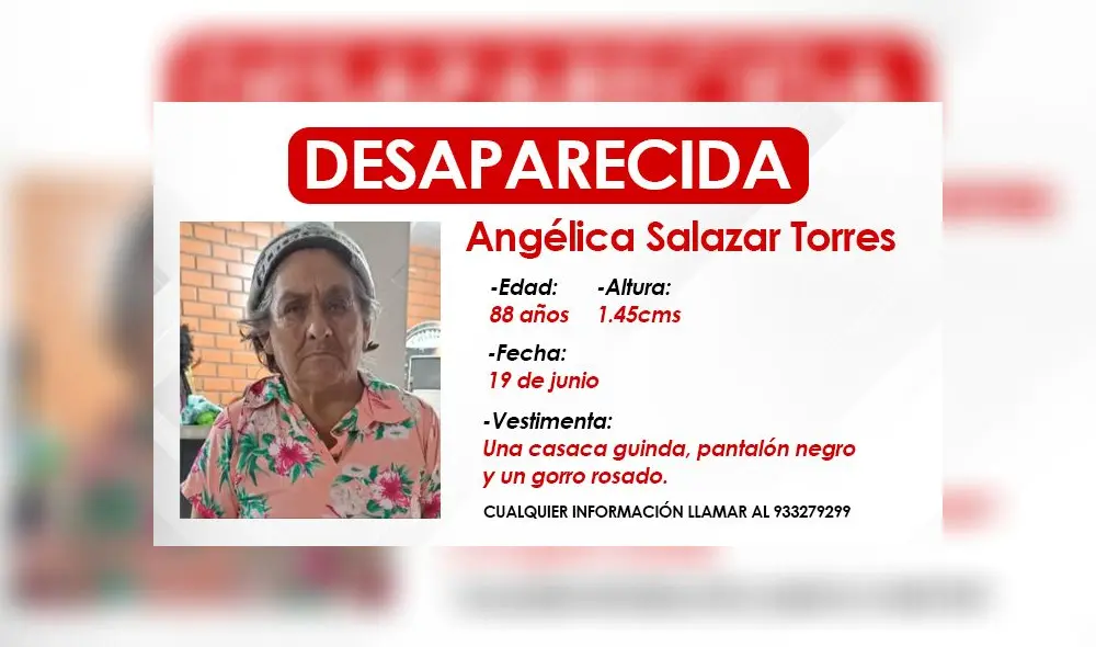 Adulta mayor se perdió el 19 de junio. Foto: composición LR/difusión Adulta mayor se perdió el 19 de junio. Foto: composición LR/difusión