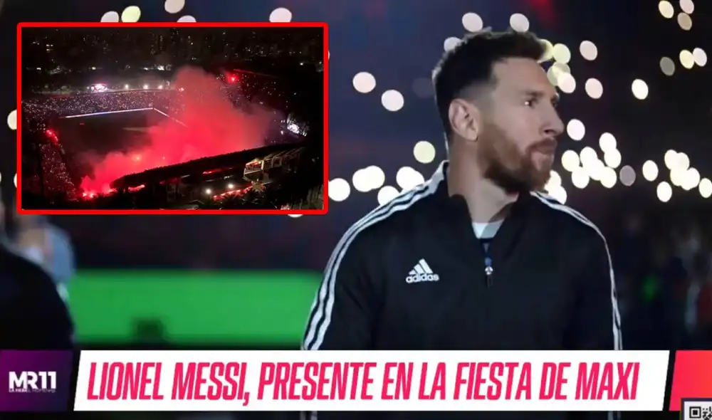 Lionel Messi hizo su aparición de último momento en la despedida de Maxi Rodríguez. Foto: captura/Star Plus Lionel Messi hizo su aparición de último momento en la despedida de Maxi Rodríguez. Foto: captura/Star Plus