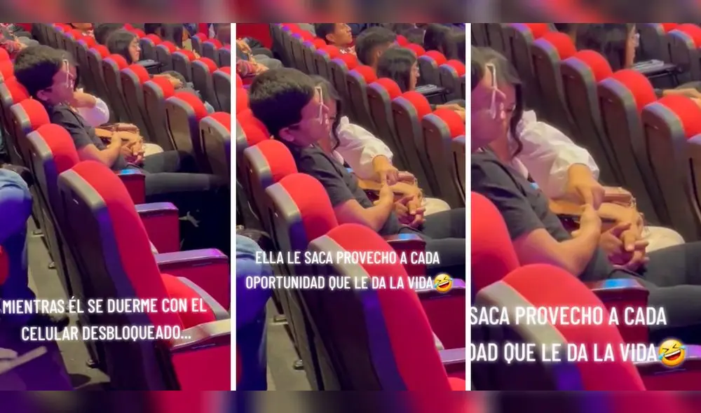 La mujer aprovechó para revisar el celular de su enamorado, quien yacía dormido en su asiento. Foto: composición LOL/captura de TikTok/@Giocamacho1 La mujer aprovechó para revisar el celular de su enamorado, quien yacía dormido en su asiento. Foto: composición LOL/captura de TikTok/@Giocamacho1