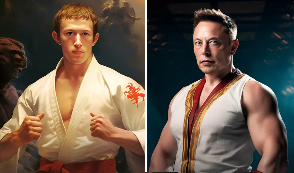 Mark Zuckerberg y Elon Musk como especialistas en artes marciales gracias a la IA. Foto: composición LR/Xataka