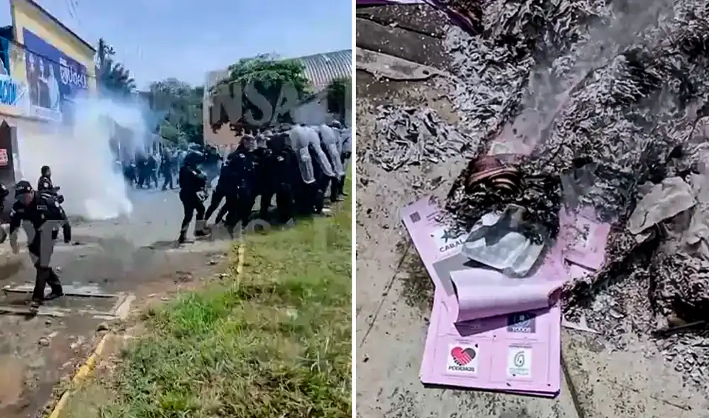 Disturbios inicaron en San Martín Zapotitlán por un supuesto traslado de votantes del oficialismo. Foto: composición LR/Prensa Libre/La Red/Twitter