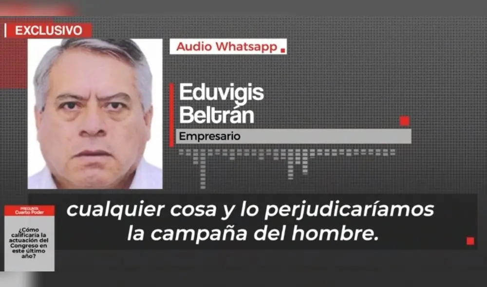 El empresario Edu Beltran mantuvo reuniones con la presidenta Dina Boluarte, según afirma testigo Carlos Galarza. Foto: captura Cuarto Poder.
